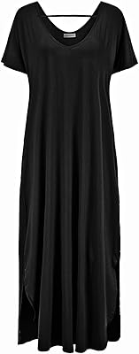 Robes d'été grande taille robe de plage longue ample avec poches