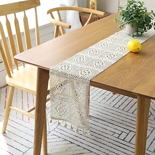 Chemin de table de mariage en coton et polyester ajouré naturel, rétro