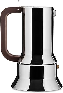Cafetière expresso alessi avec six tasses 18-10, en acier inoxydable poli réfléchissant
