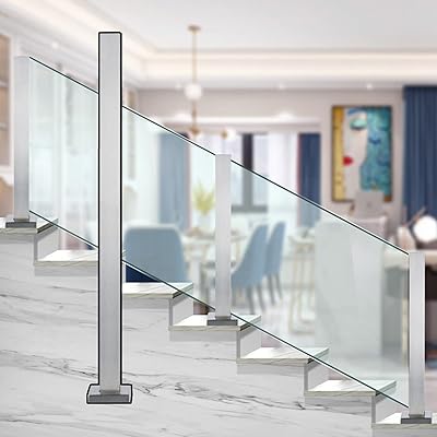 Système de garde-corps d'escalier en verre robuste, coupe-vent, monté au sol, système