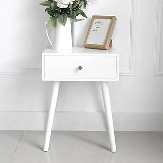Table de chevet moderne white maid century, table en bois pour salon, table