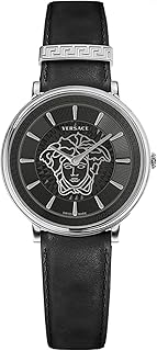 Versace ve8102619 3 montre à quartz analogique en cuir pour femme, noir, noir