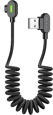 Câble usb enroulé flexible micdodo pour chargeur de voiture iphone rétractable court