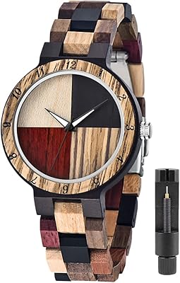Montres pour hommes faites à la main en bois de bambou coloré montre