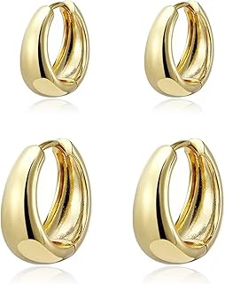Boucles d'oreilles créoles plaquées or 18 carats pour femme taille 14/16 mm, mm