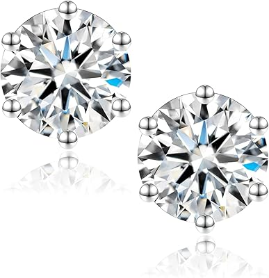 Boucles d'oreilles à tige en moissanite, 2 carats df perfect color lab cut