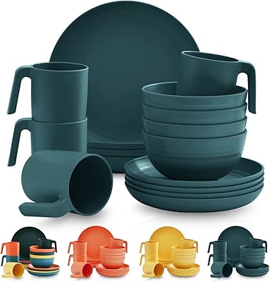 Ensemble de vaisselle en plastique kyraton de 16 pièces assiettes légères incassables
