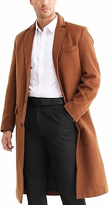 Trench pour homme hiver classique manteau de travail long en laine caban