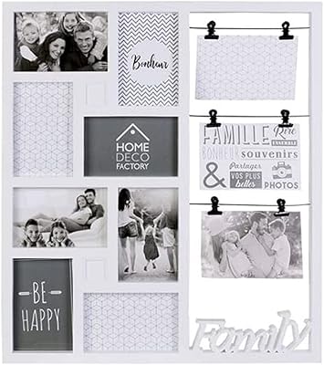 Cadre polyvalent home deco factory pour 11 photos plastique blanc verre
