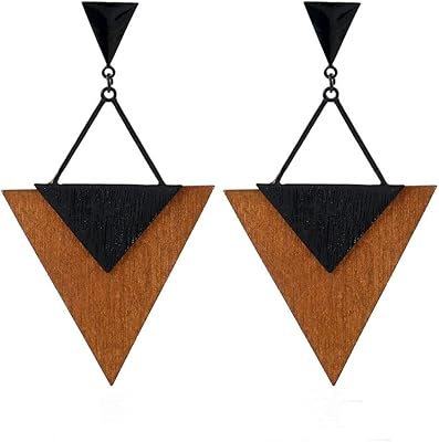 Boucles d'oreilles en bois bayan kafu pour femmes - grand cercle géométrique goutte