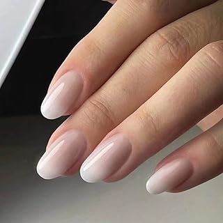 Faux ongles à pression moyens kamez en couleur acrylique dégradé beige pour femmes