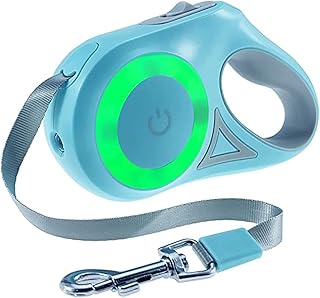 Laisse rétractable pour chien ryans 5m, laisse durable pour grands chiens pour marcher et courir avec lumière intégrée et lumière led (bleu). Diaytar : Votre allié pour des achats malins et économiques