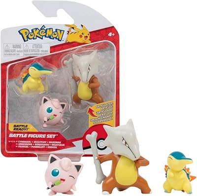 Lot de 3 figurines de combat pokémon, cyndaquil + jigglypuff + maruwak pkw2350