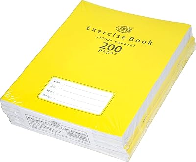 Cahier d'exercices fis carré 15 mm avec marge gauche, 200 pages, 6 pièces