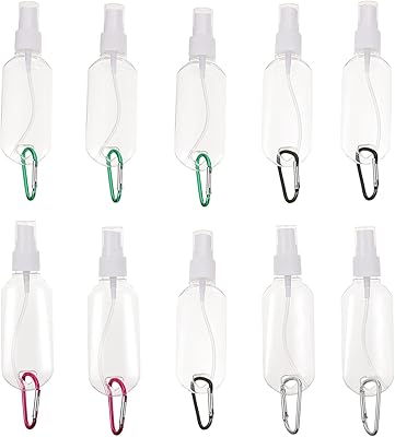 10pcs bouteilles de voyage en plastique transparent porte-clés flacons vaporisateurs de voyage rechargeables