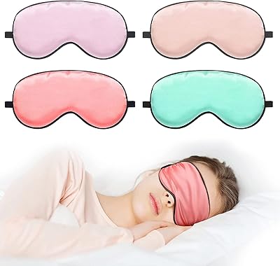 4 pièces masque de sommeil pour enfants couvre-yeux doux et soyeux avec sangle