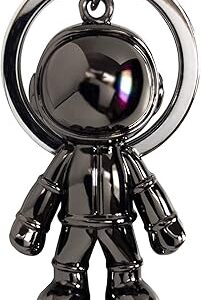 PORTE-CLÉS EN MÉTAL DESIGN ASTRONAUTE (AVEC BOÎTE CADEAU) (NOIR), NOIR, 10 CM