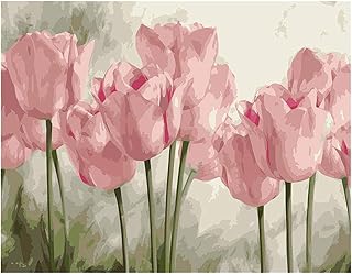 Peinture à la main par numéros de tulipes roses pour adultes et enfants