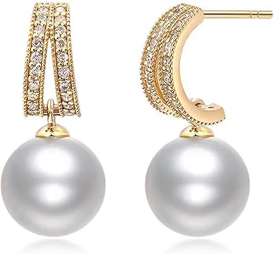 Boucles d'oreilles hypoallergéniques en perles d'eau douce, boucles d'oreilles pendantes en argent sterling