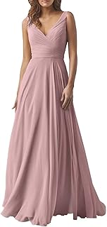 Yilis robe de demoiselle d'honneur trapèze avec col en v et corsage