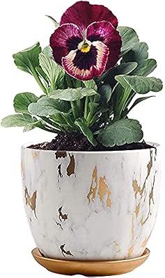 Pot de plante en marbre, pot de plante d'aspect marbre nordique moderne