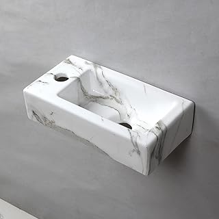 Lavabo suspendu en marbre petit lavabo de salle de bain rectangulaire en céramique