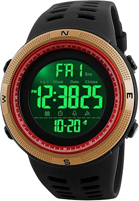 Montre de sport numérique pour hommes, montre d'extérieur étanche, chronomètre, compte à rebours