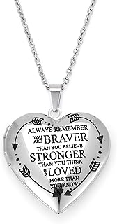 Collier pendentif en forme de cœur en acier inoxydable avec images encourageant