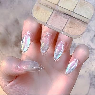 Poudre à ongles réfléchissante au laser aurora avec 6 couleurs de poudre caméléon