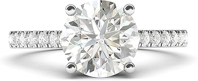 Bague de fiançailles classique en or blanc 10 carats avec diamants simulés