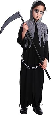 Costume de conception de squelette de faucheuse pour garçons taille m