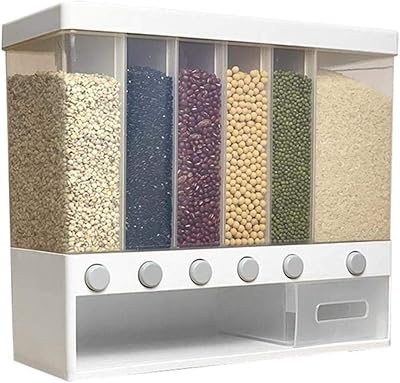 Distributeur automatique de céréales pour aliments secs mural multi-sections avec seau de stockage