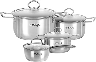 Ensemble de casseroles et poêles de luxe ansia en acier inoxydable avec couvercles