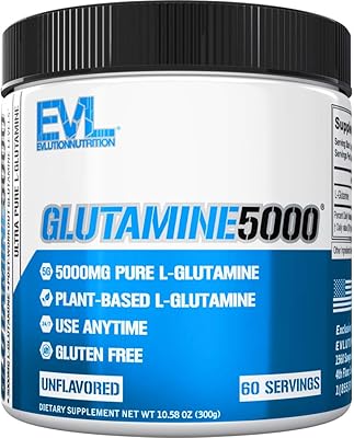 Evolution nutrition glutamine 5000, sans saveur, 5000 mg, 10,58 oz (300 g)