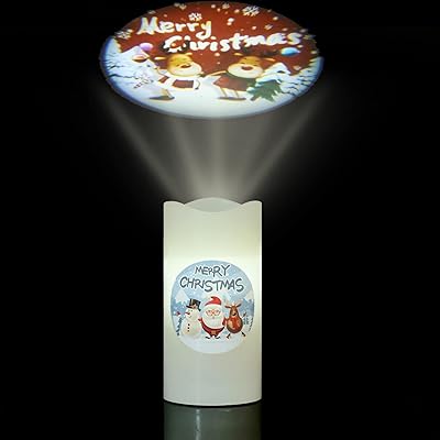 Lampe de projection de bougies de noël sans flamme wondies fonctionnant sur piles