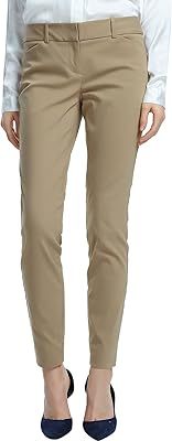 Pantalon droit extensible pour femme, coupe ajustée, couleur unie, pantalon décontracté pour le travail