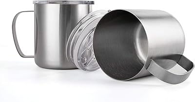 Tasse à café kript en acier inoxydable avec poignée et couvercle