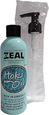 Supplément d'huile de poisson zeal natural hoki pour chats et chiens (225 ml)