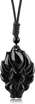 Pendentif en pierre de guérison en cristal d'obsidienne naturelle, collier réglable, cadeau spirituel