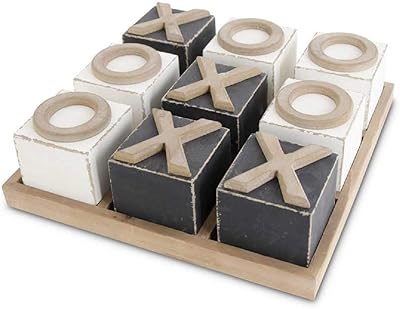 K&k interiors 16611a tableau tic tac toe en bois noir et blanc