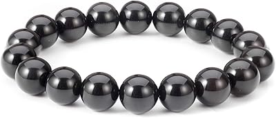 Bracelet d'obsidienne naturelle de 10 mm perles de mala tibétaines bracelet de pierres