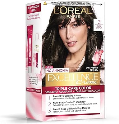 L'oréal paris excellence crème teinture capillaire, 3 châtain foncé naturel, 72 ml +