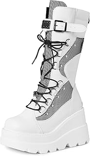 Bottes mi-mollet 3d mikarka pour femmes, bottes hautes gothiques à lacets et talons