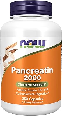 Now suppléments, pancréatine 2000 avec protéase naturelle (digestion des protéines), amylase (digestion