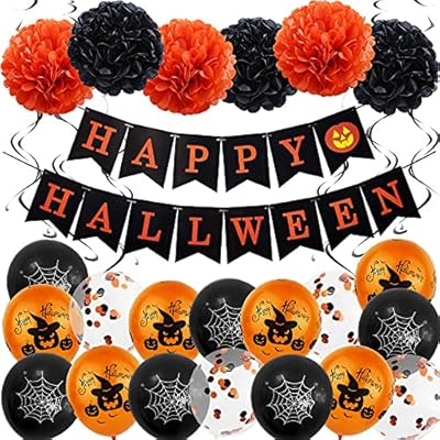 Ballons d'halloween pingbin - kit de ballons happy halloween party bannière en latex ballons décorations de tourbillons en papier pour les décorations de fête d'halloween. Diaytar : Où vos envies rencontrent votre budget