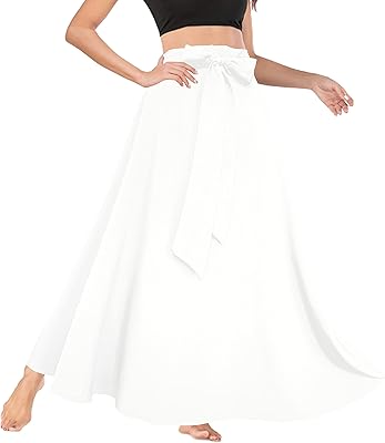 Jupe longue pour femme avec taille haute, ligne a, lien sur le devant