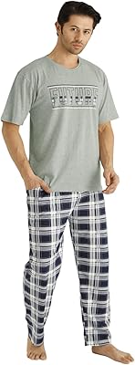 Ensemble pyjama t-shirt et pantalon en coton turc lindros pour hommes, ensemble