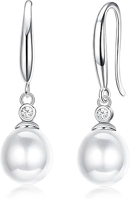 Boucles d'oreilles en argent sterling 925 pour femmes, boucles d'oreilles pendantes en perles