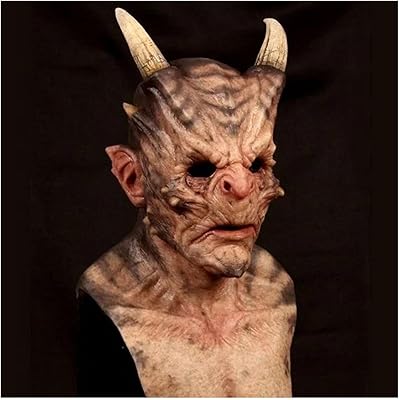 Masque complet d'halloween, masque d'halloween en latex d'horreur avec des cornes effrayantes, masque