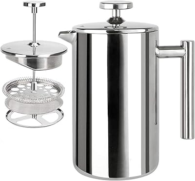 Cafetière à pression française double paroi u-home isolée en métal avec système